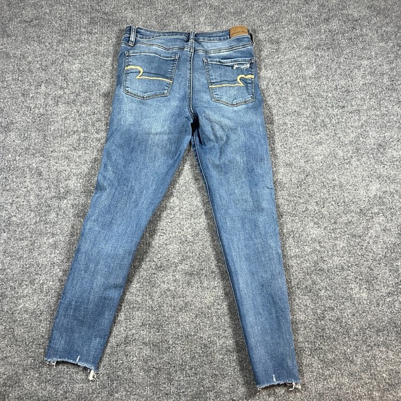 American Eagle Outfitters Super High Rise Jegging Jeans Womens 6 Blue Distressed - Picture 12 of 14